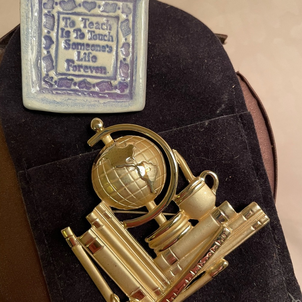 “Teacher’s” brooch/pin lot of 2